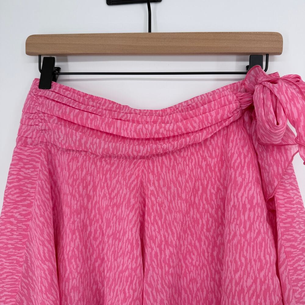 Aerie Pink Chiffon Wrap Mini Skirt Flowy Tiered New Womens Medium - Picture 3 of 11
